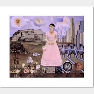 Self Portrait Along the Border Line Between Mexico and the United States by Frida Kahlo Posters and Art